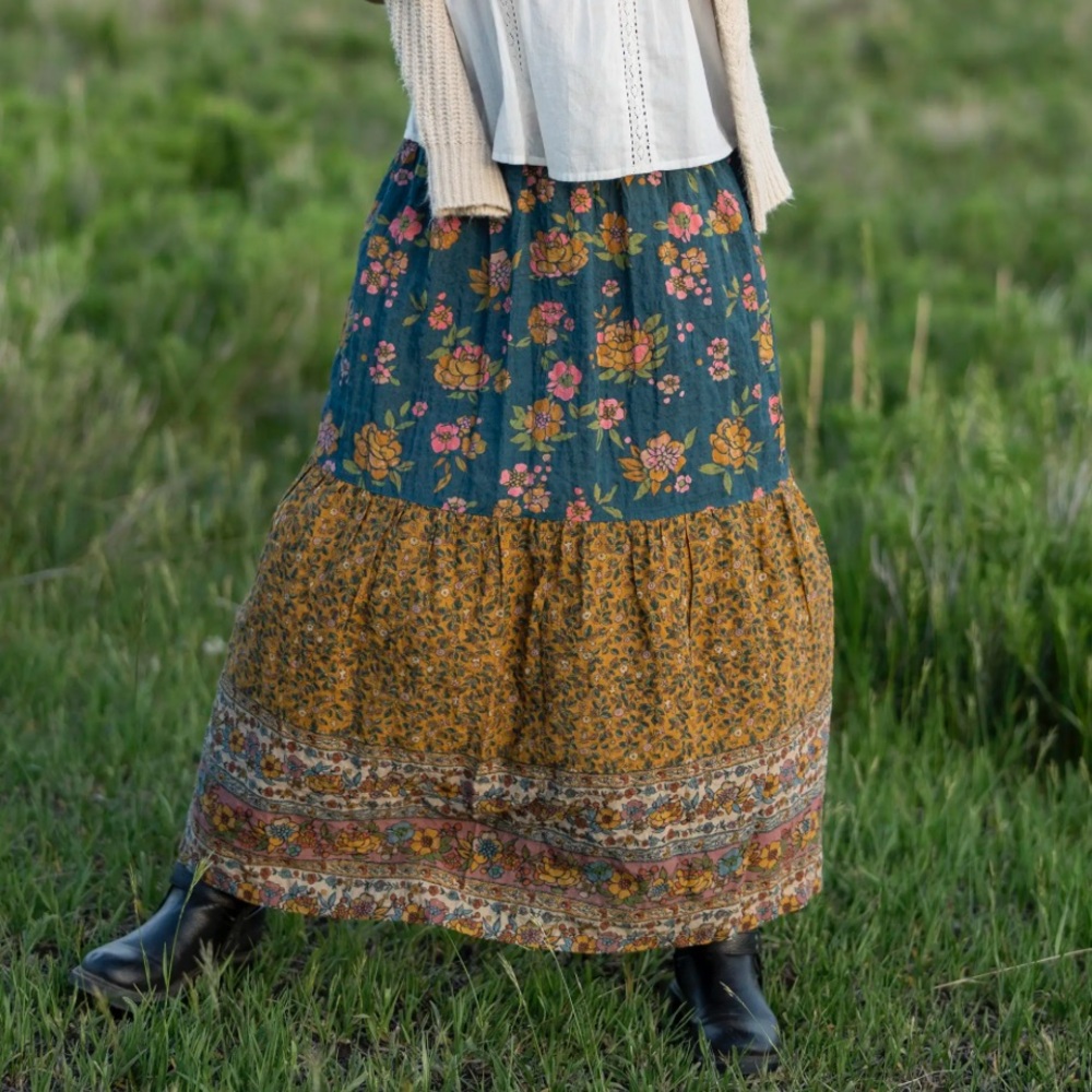 NATURAL LIFE Camille Maxi Skirt  - Riviera Batik Blue